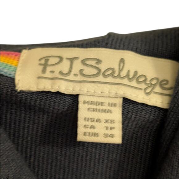 P.J. Salvage Women's Striped Pajama Hoodie Jogger Set Navy Blue Size XS - Picture 9 of 14